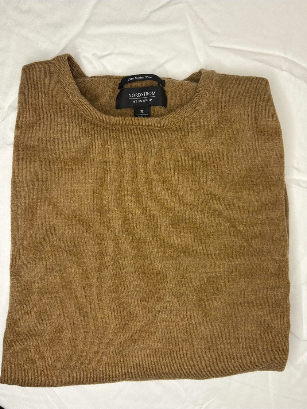 Nordstrom Men’s merino wool Crewneck Sweater — Caramel Brown size medium